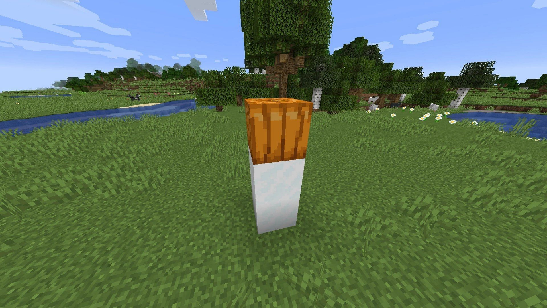 Place two snow blocks and one carved pumpkin to create the creature in Minecraft 1.19 (Image via Mojang)
