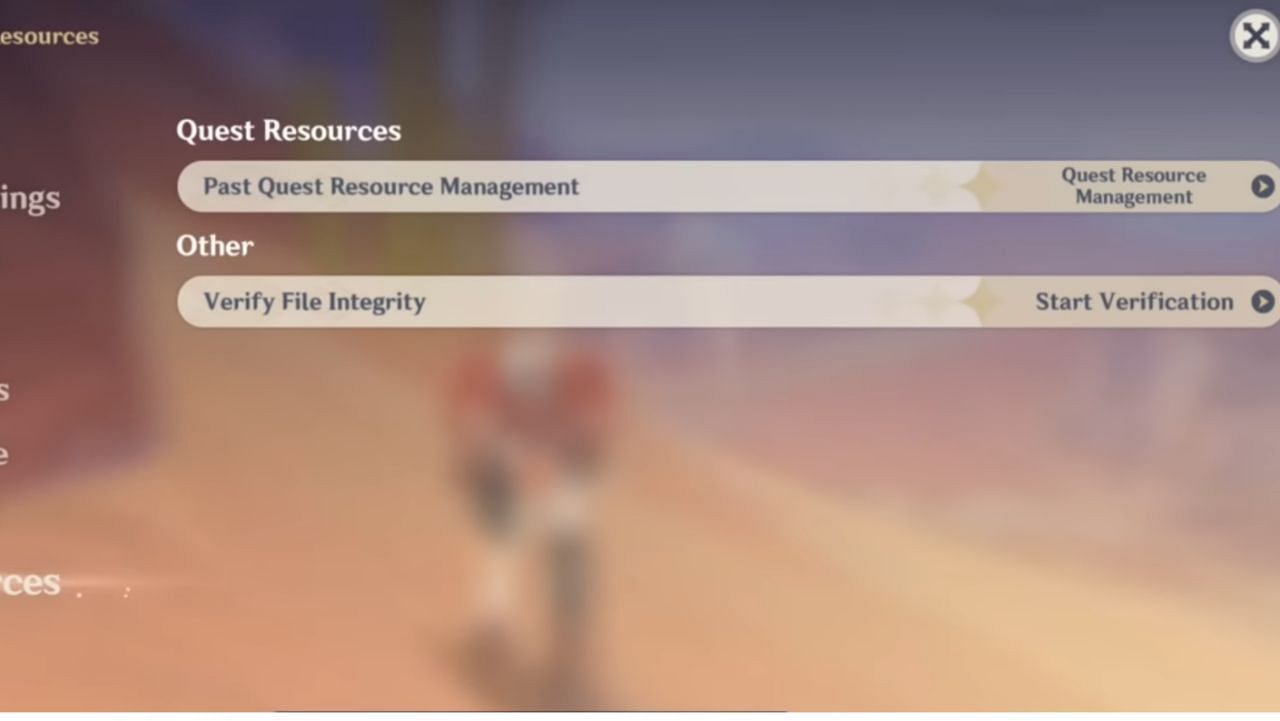 The Quest Resource Management option in Genshin Impact 3.1 (Image via HoYoverse)