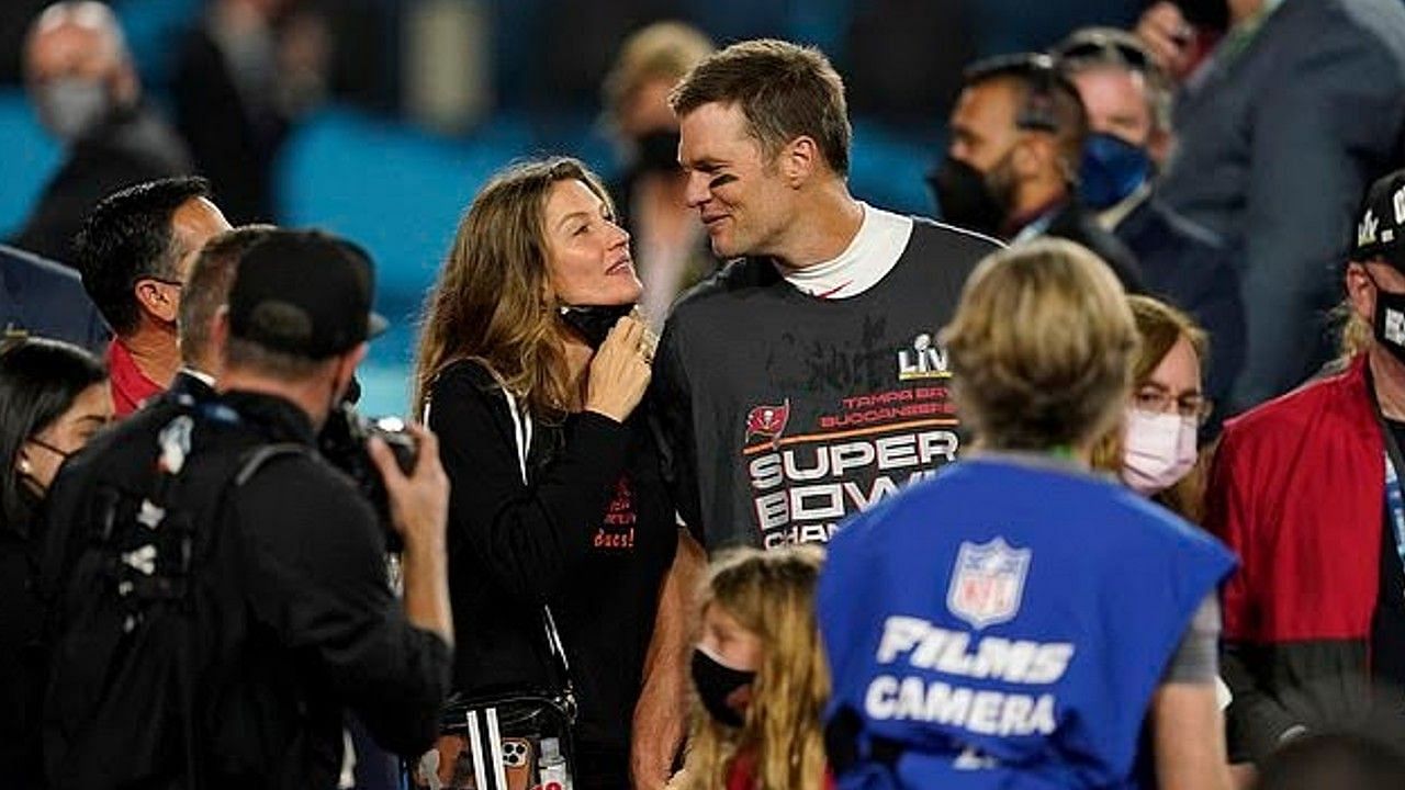 Tom Brady and Gisele Bundchen after Super Bowl LV.