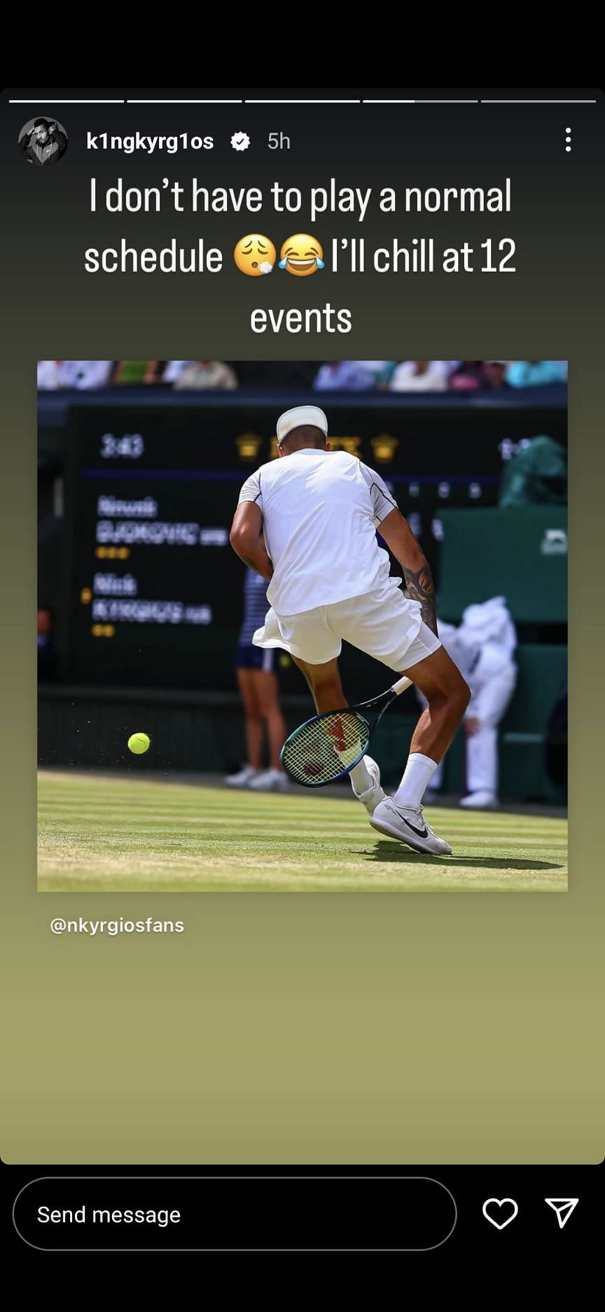 Nick Kyrgios comments on his playing schedule