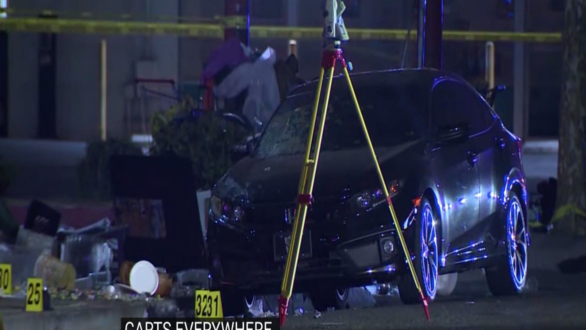 A driver rammed into a taco stand in Pomona, California (Image via ABC News/Youtube)