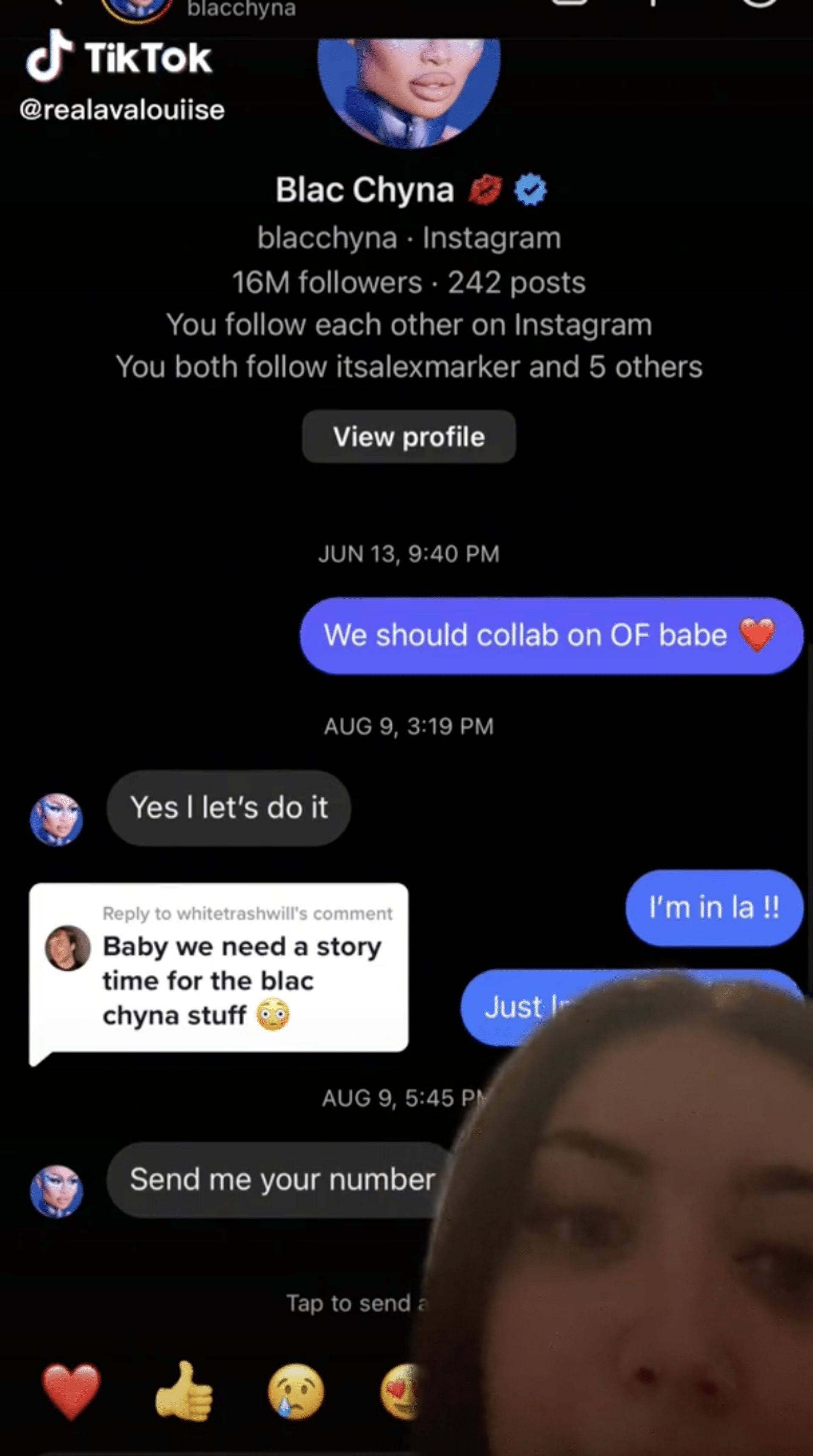 Ava Louise shared a TikTok where she claimed that Blac Chyna tried to hold her hostage for more than 6 hours. (Image via TikTok)