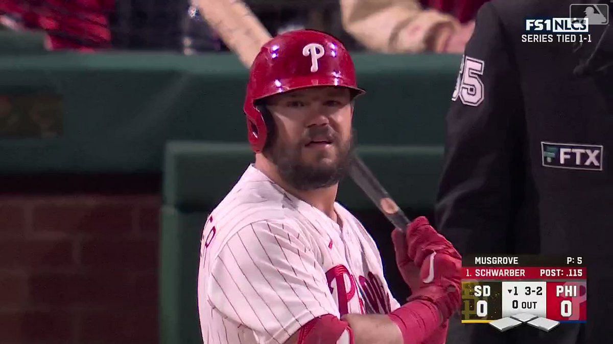 Philadelphia Phillies - Kyle Schwarber clapping his hands as he crosses  home plate after his home run. He is wearing the powder blue Phillies  uniform.