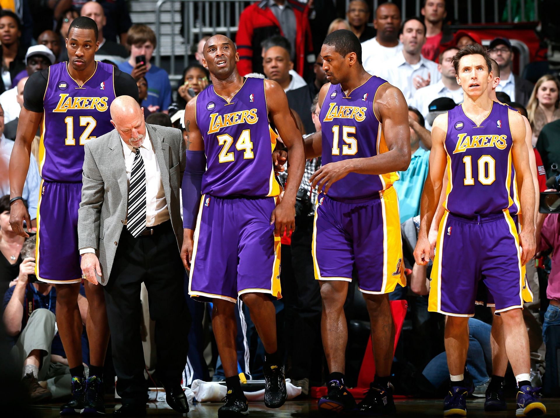 LA Lakers teammates Kobe Bryant and Dwight Howard