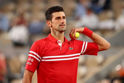 Novak Djokovic at the 2021 French Open