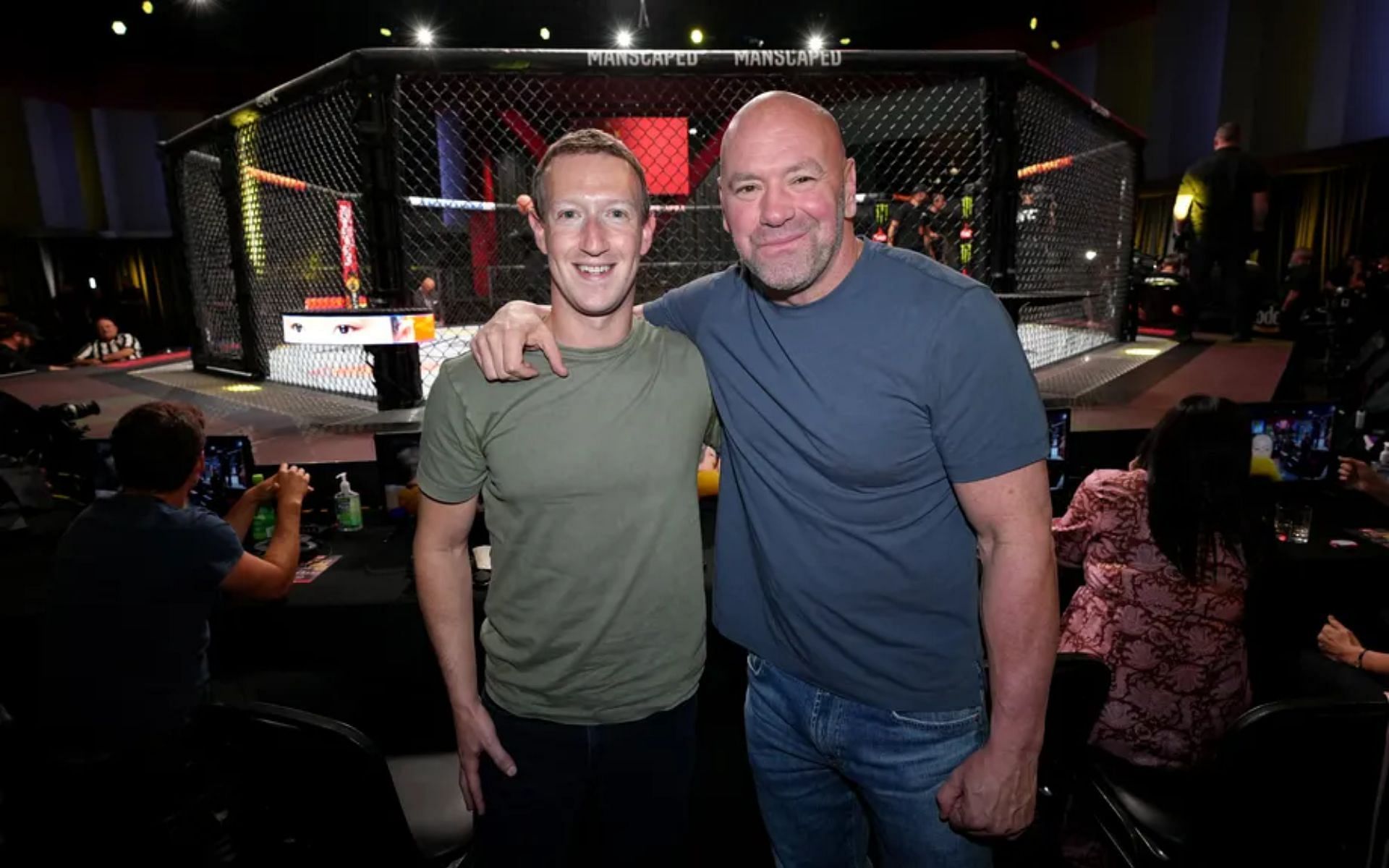 Mark Zuckerberg (left) Dana White (right) (image courtesy @MMA Fighting)