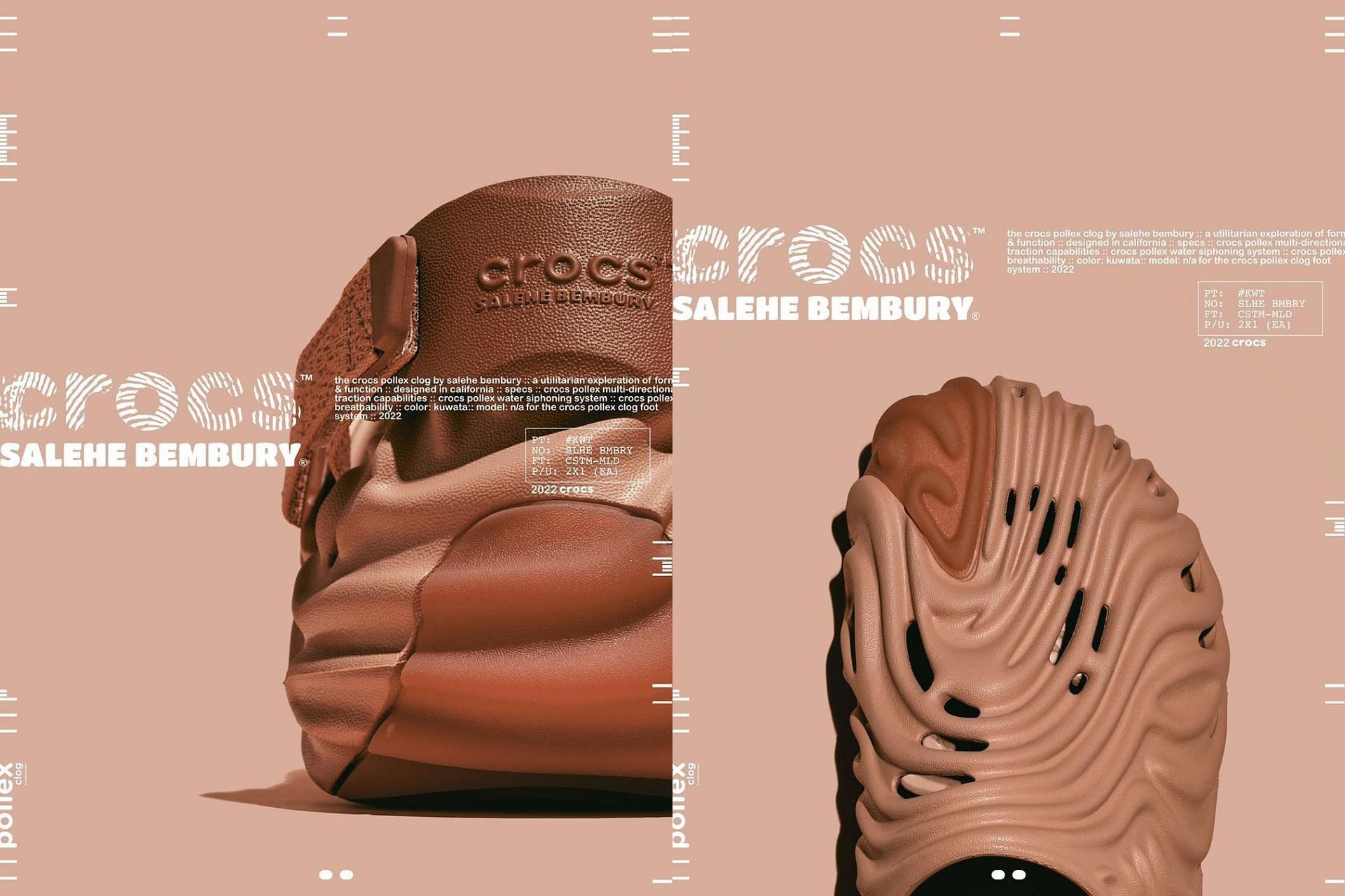 These Crocs Pollex clogs feature designs of Bembury&#039;s biometrics (Image via Instagram/@salehebembury)