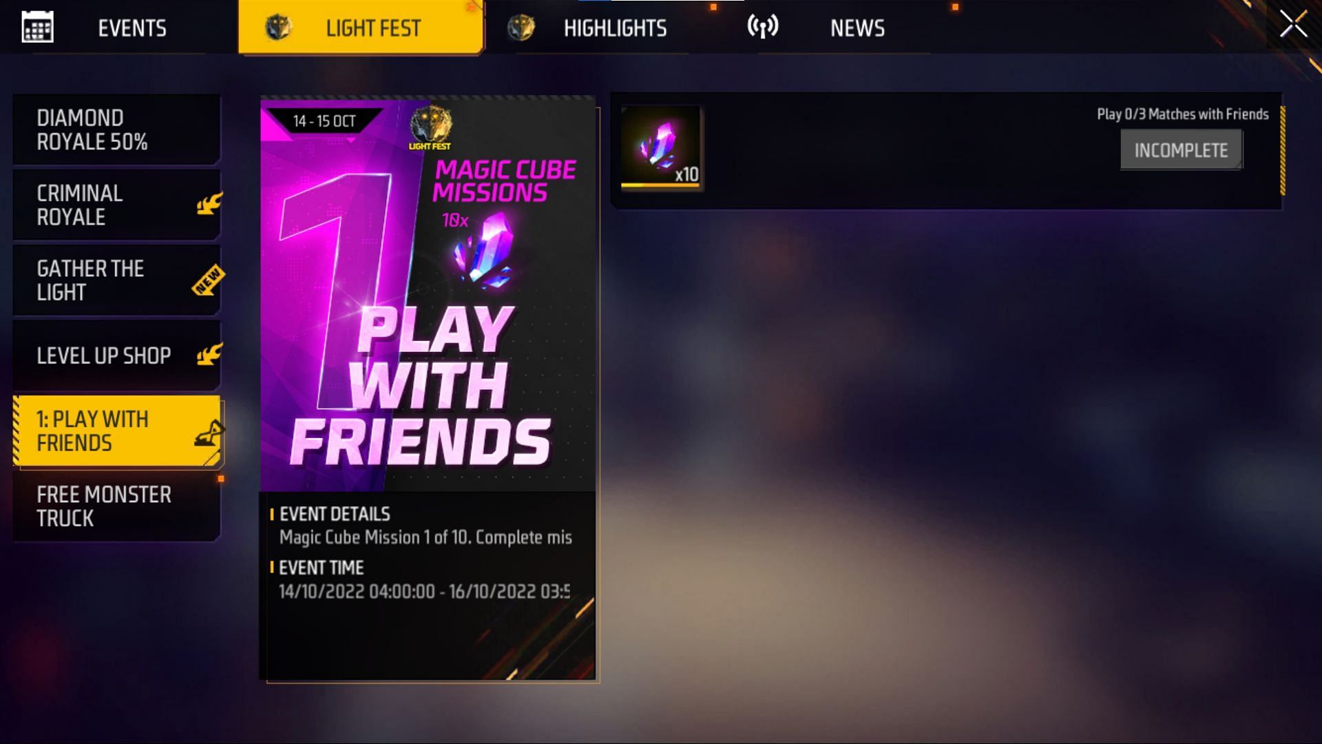 Players can get 10x Magic Cube Fragments (Image via Garena)