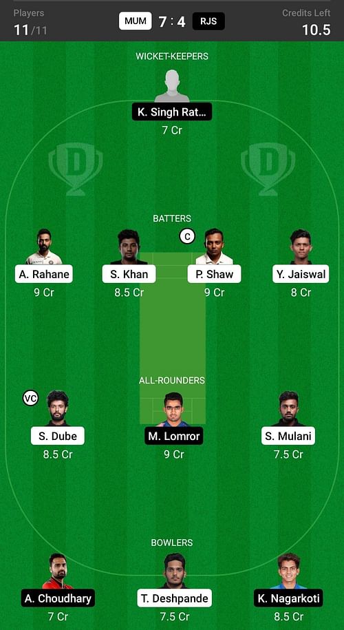 Mumbai vs Rajasthan Fantasy suggestion #1