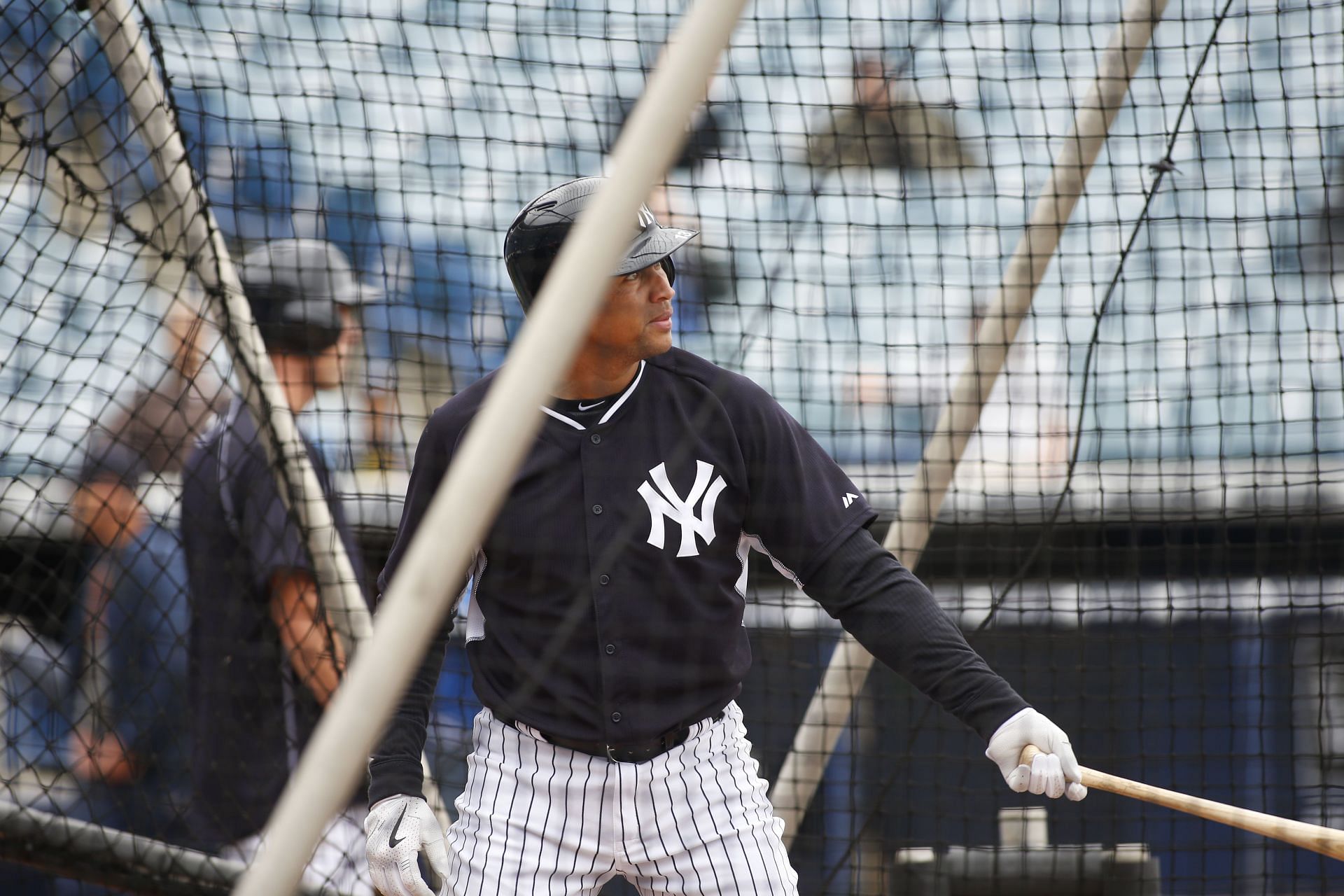 Third baseman Alex Rodriguez #13 of the New York Yankees participates in a spring training workout on February 26, 2015 at George M. Steinbrenner Field in Tampa, Florida.