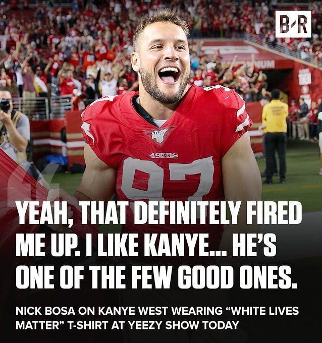 Generational racist and edge rusher - Nick Bosa avoiding African