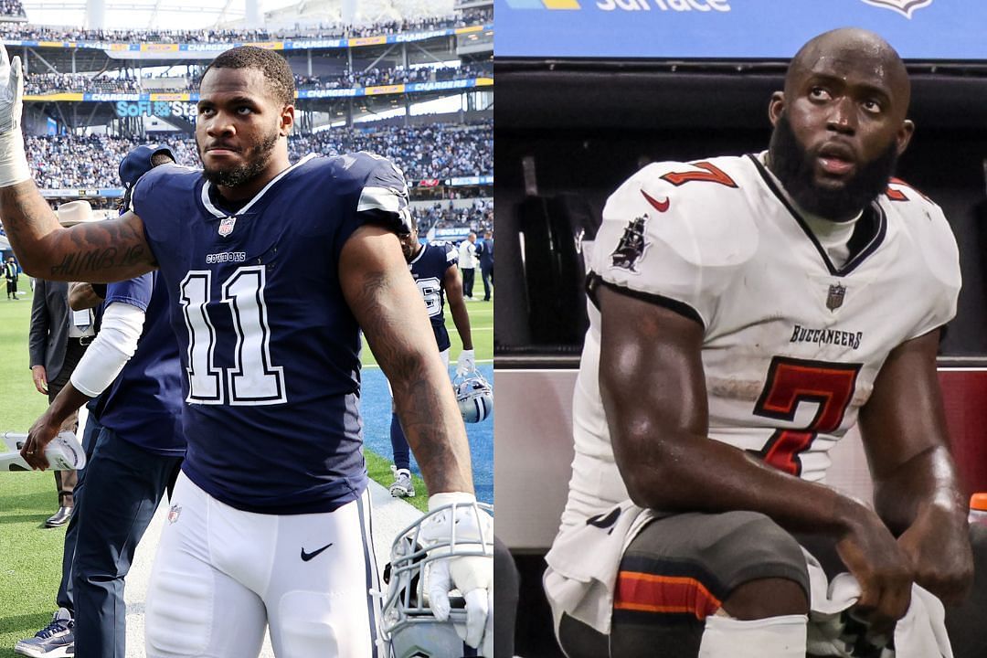 Cowboys LB Micah Parsons (l) and Buccaneers RB Leonard Fournette (r)