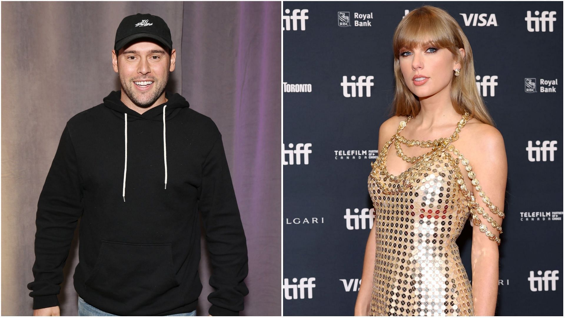 Taylor Swift and Scooter Braun&#039;s dispute started when the latter acquired the Big Machine Records (Images via Michael Tran and Amy Sussman/Getty Images)