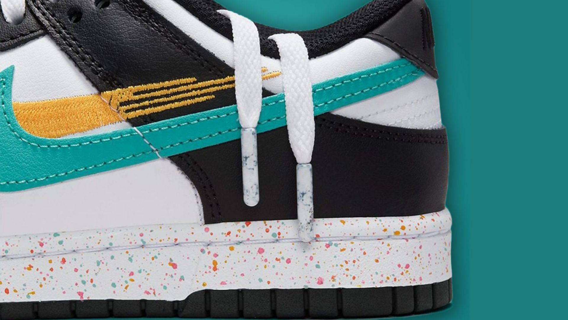 Take a closer look at the speckled midsoles and marbled lace aglets of these impending sneakers (Image via Nike)