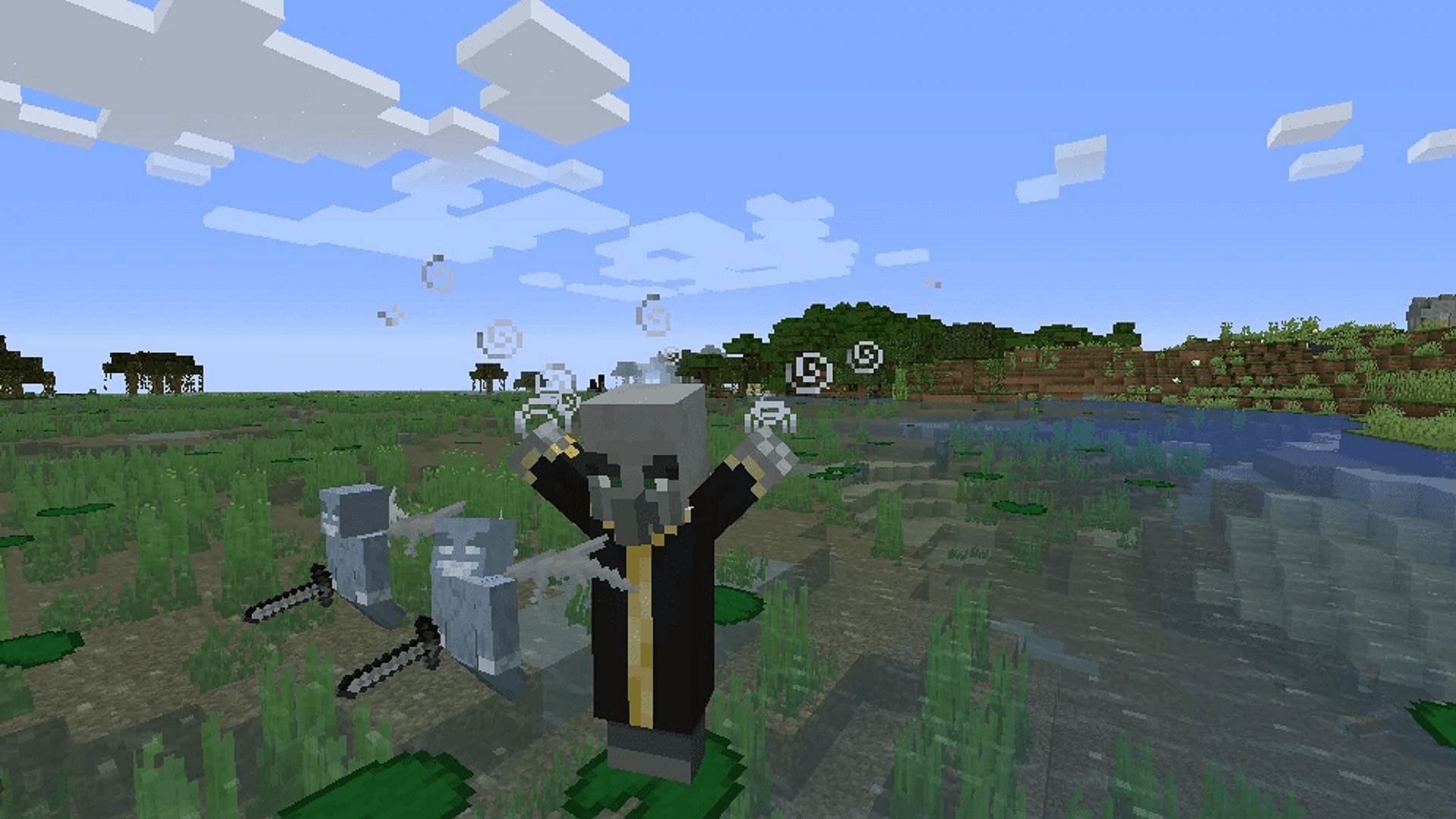 An evoker summons vexes to assist it in battle (Image via Mojang)