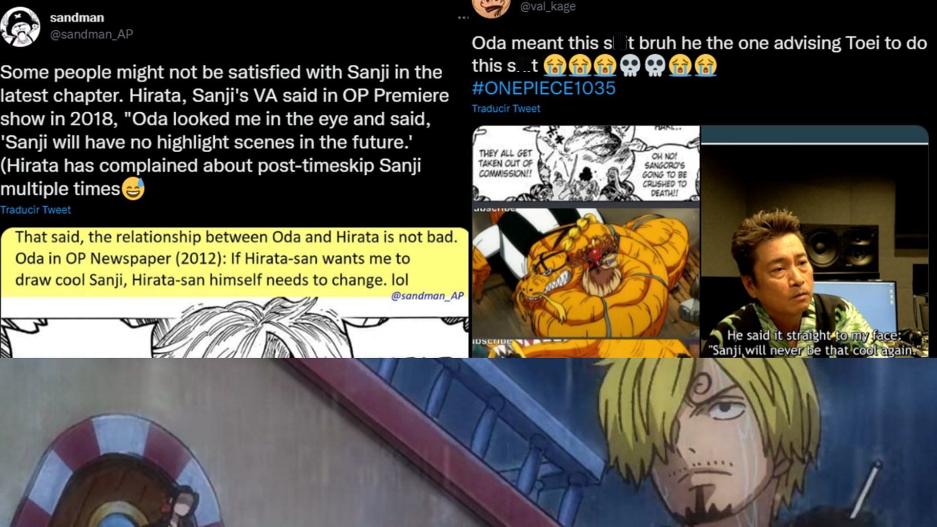 Some of the comments about Sanji found on Twitter (Image via Toei Animation)