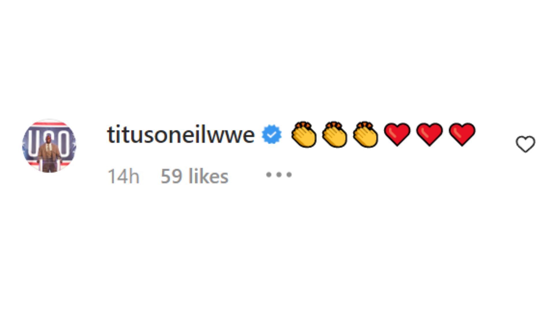 Titus O&#039;Neil also opted for a couple of emojis over text.
