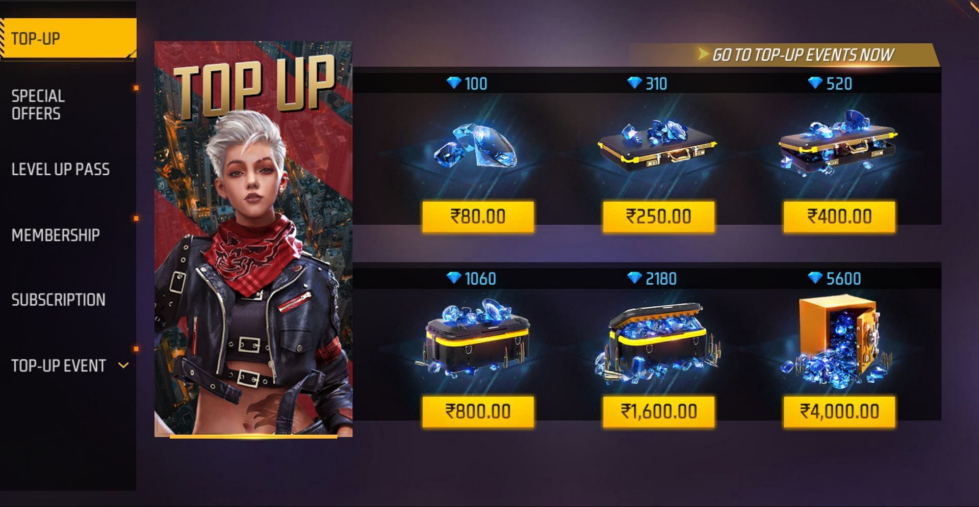 The price of diamonds in Free Fire MAX (Image via Garena)