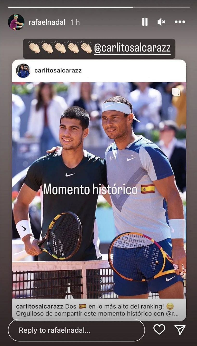 Nadal on his Instagram story