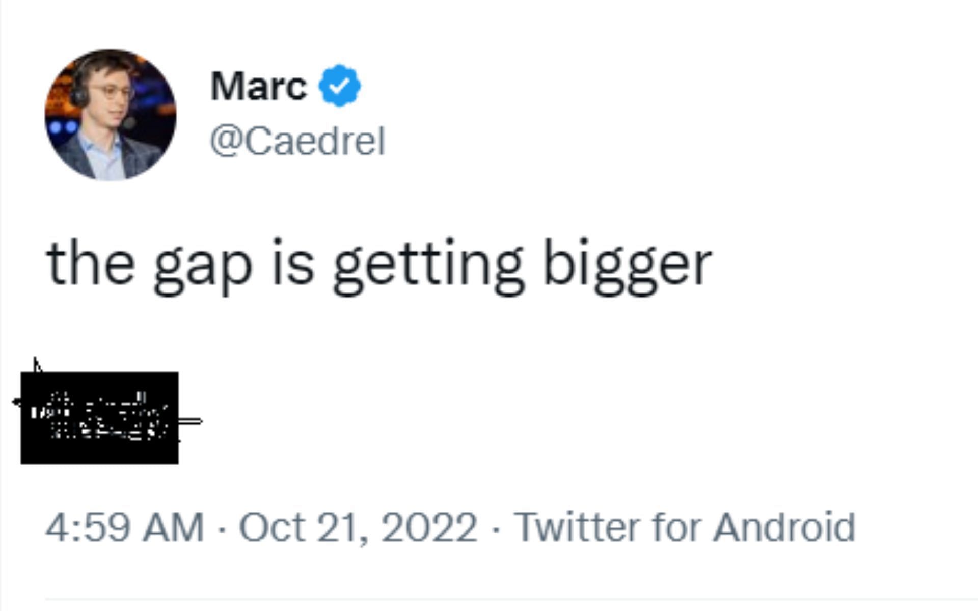 Caedrel on the gap between the East and the West (Image via Twitter)