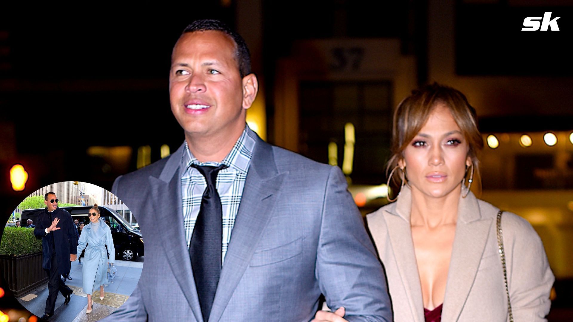 New York Yankees star, Alex Rodriguez walks hand in hand with his ex-fiance Jennifer Lopez during the course of their relationship.