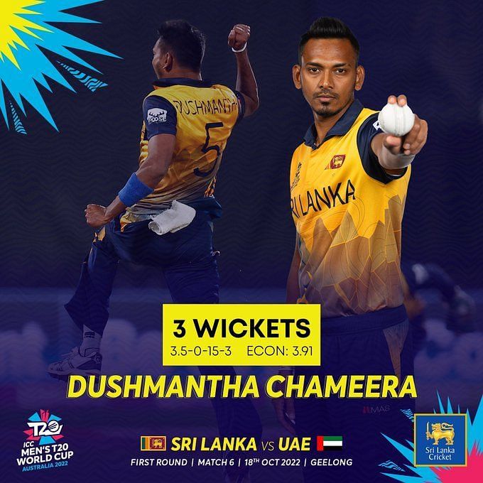 Dushmantha Chameera out of T20 World Cup 2022 with calf injury