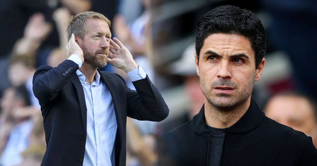 [L-to-R] Graham Potter and Mikel Arteta.