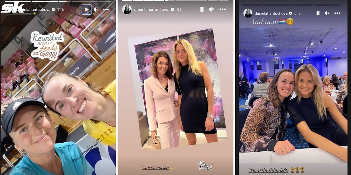 Martina Hingis, Agnieszka Radwanska and Daniela Hantuchova on Instagram stories