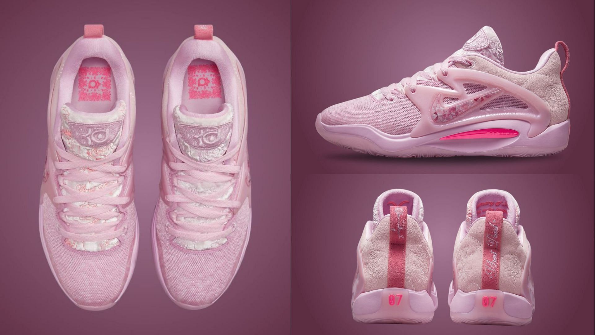 Here&#039;s a detailed look at the impending Nike KD15 Aunt Pearl sneakers (Image via Sportskeeda)