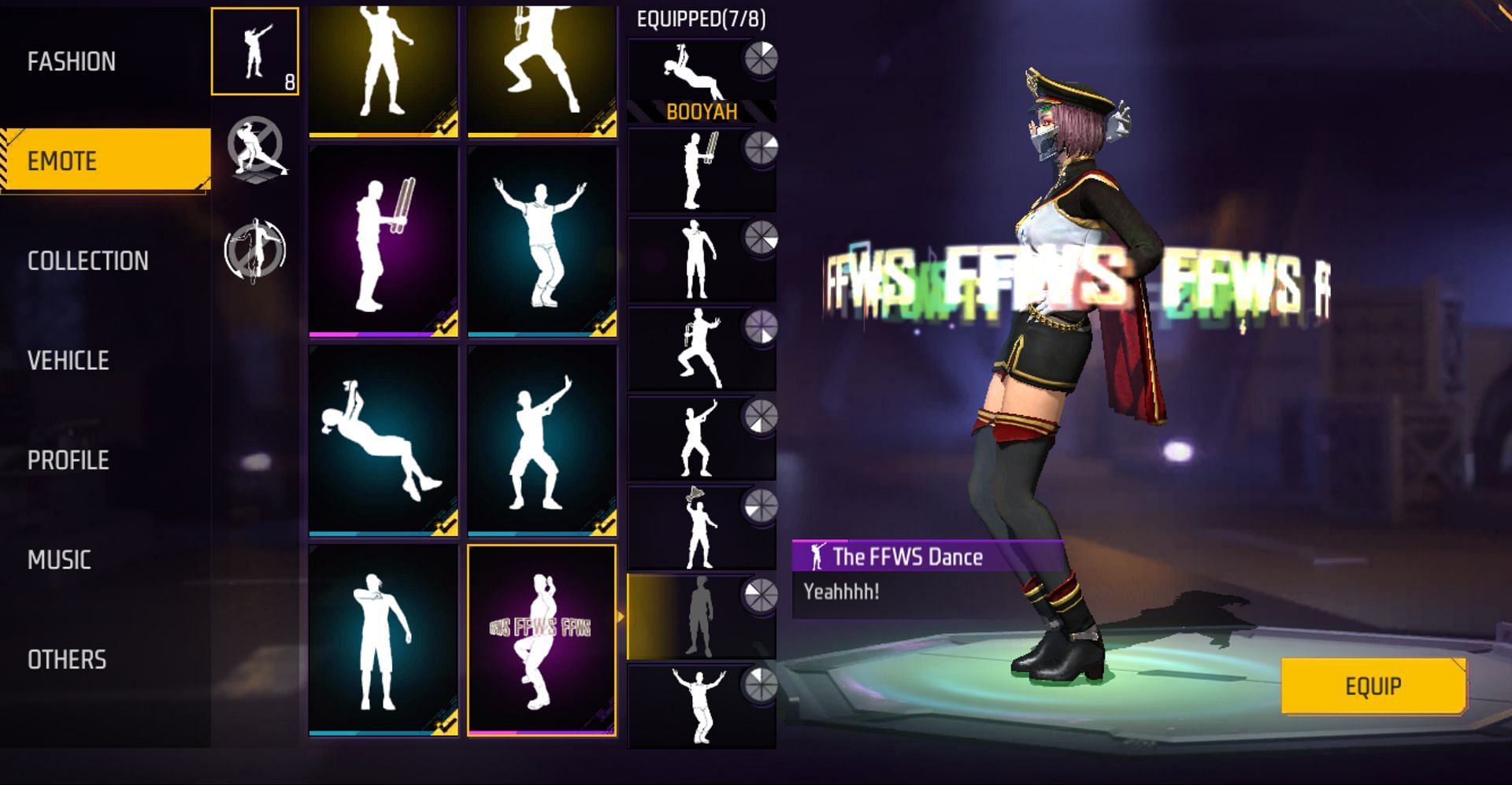 Click on the &quot;Equip&quot; button to equip the necessary emote in the game (Image via Garena)