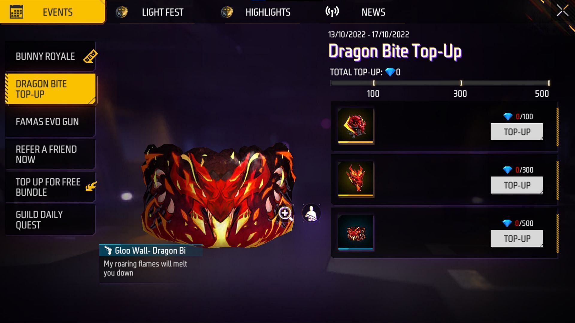 Dragon Bite Top-Up event (Image from Garena)