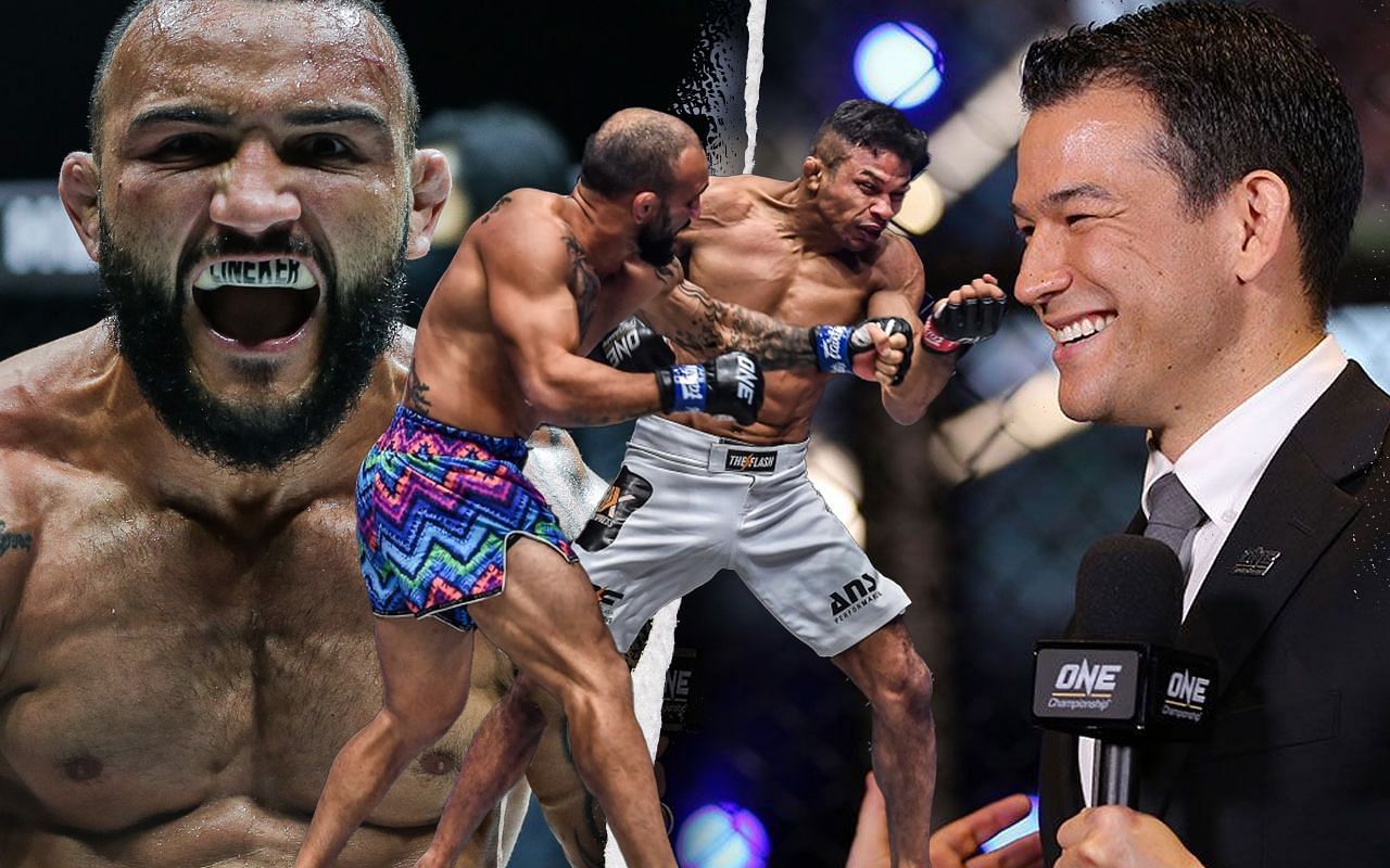 [Photo Credit: ONE Championship] John Lineker, Bibiano Fernandes, Mitch Chilson