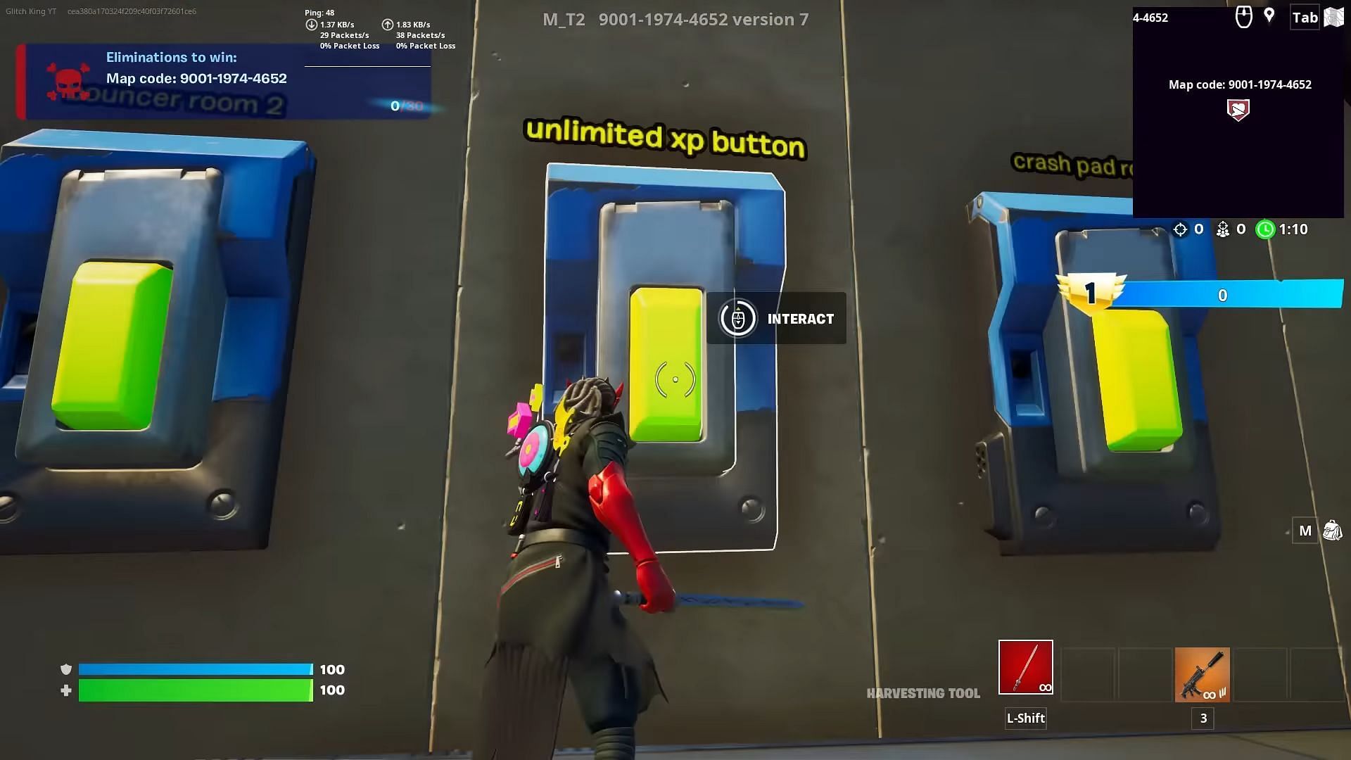 Interacting with the unlimited XP button will trigger the glitch (Image via Epic Games)