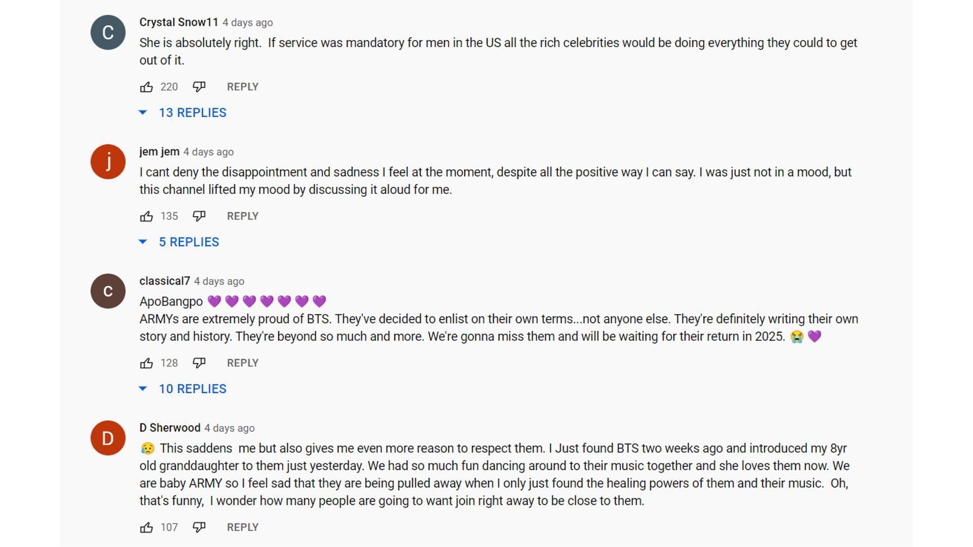 The Social&#039;s Comment section on the BTS Enlistment opinion video (Image via YouTube/The Social)