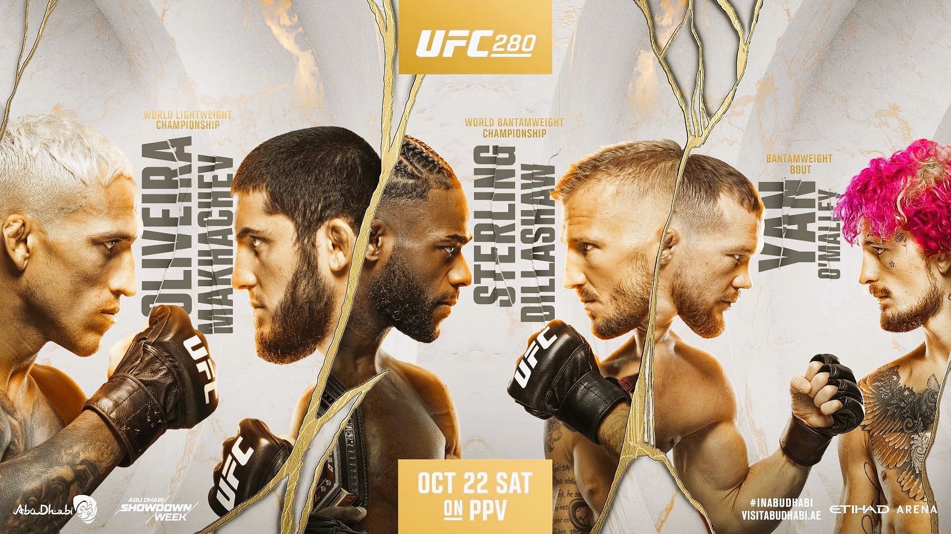 Юфс 280 битвы взглядов. UFC 280 Oliveira vs Makhachev. Главный кард юфс 280. UFC 280 Постер.