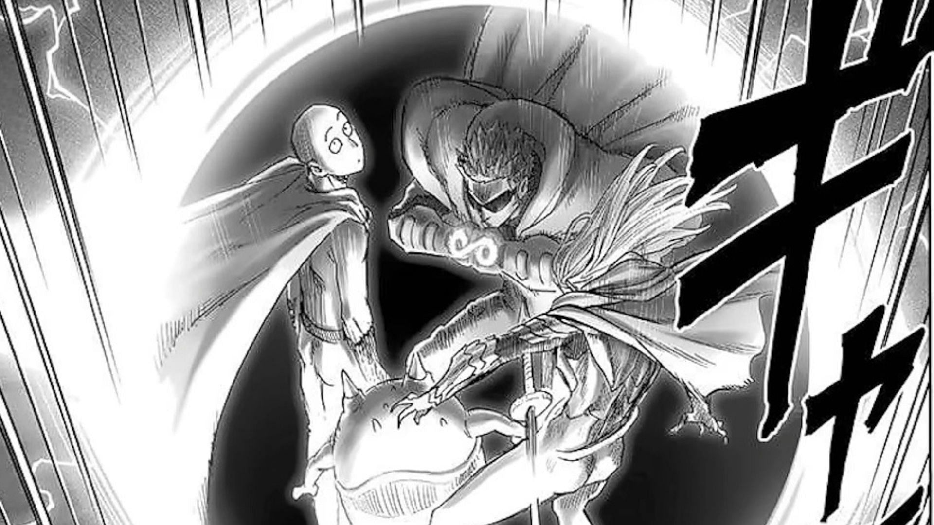 Saitama and Blast as seen in the manga (Image via ONE/Yusuke Murata/Shueisha/Viz Media)