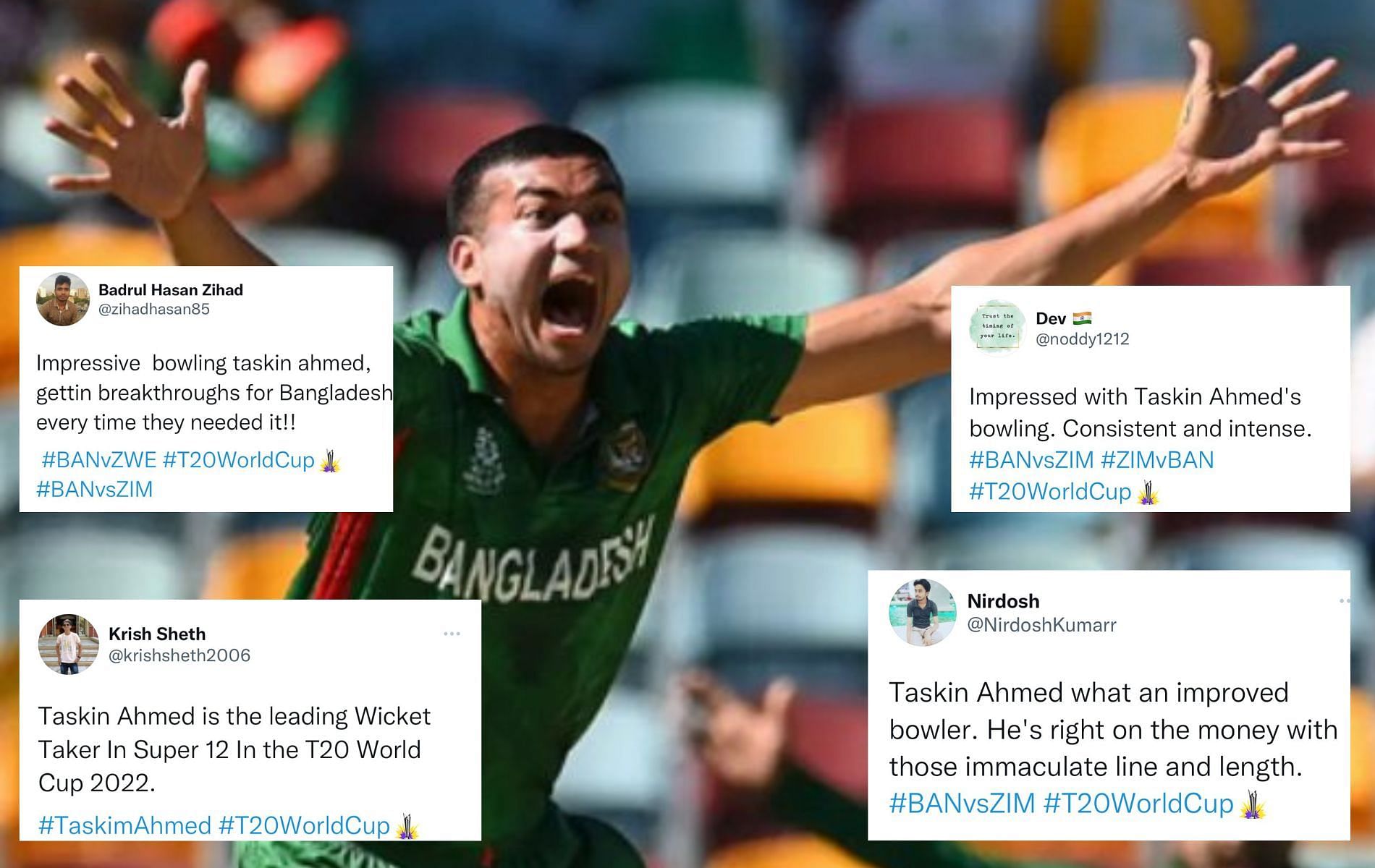 Taskin Ahmed was the pick of the bowlers for Bangladesh on Sunday. (Pics: Twitter)