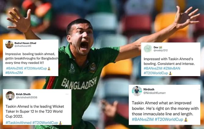 T20 World Cup 2022: "TASKIN AHMED IS UNSTOPPABLE" - Fans laud Bangladeshi pacer for rattling Zimbabwe with stunning spell