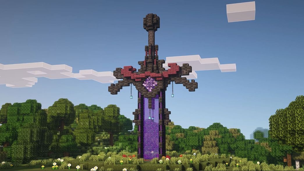 How to make a Nether portal sword in Minecraft