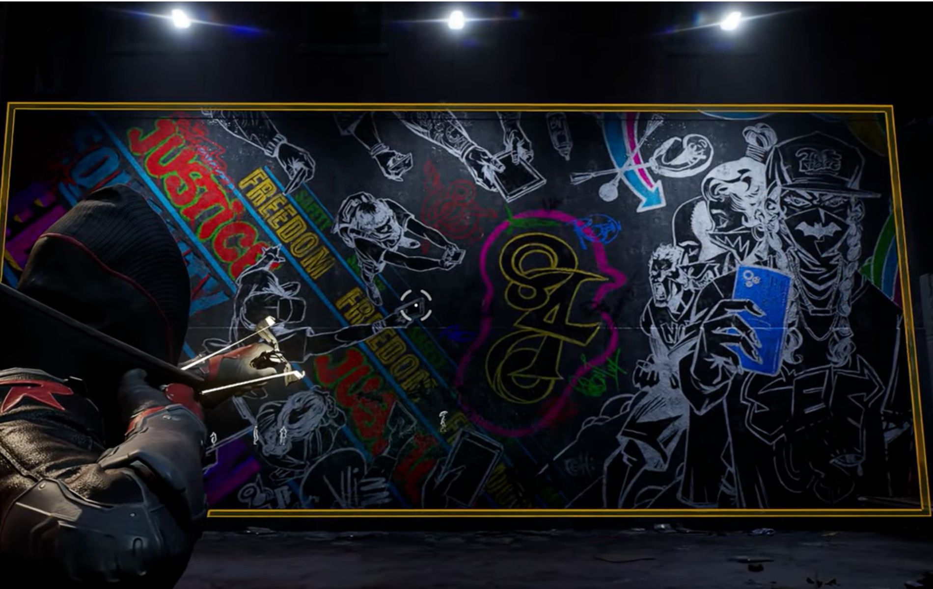 This graffiti celebrates local activists (Image via Batman Arkham Videos/YouTube)