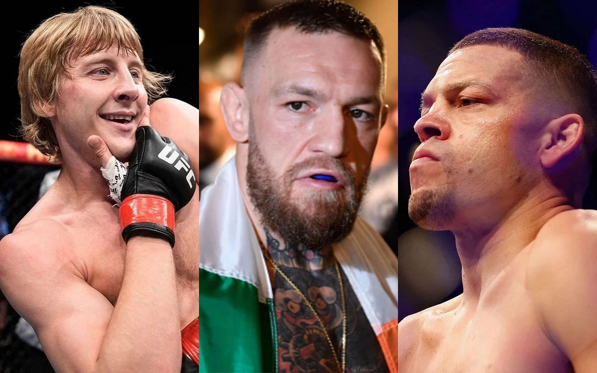 Paddy Pimblett, Conor McGregor, and Nate Diaz (left to right)