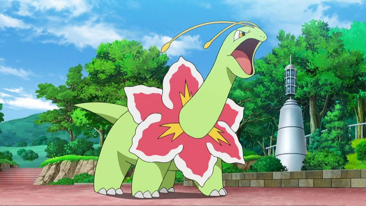 Meganium as it appears in the anime (Image via The Pokemon Company)