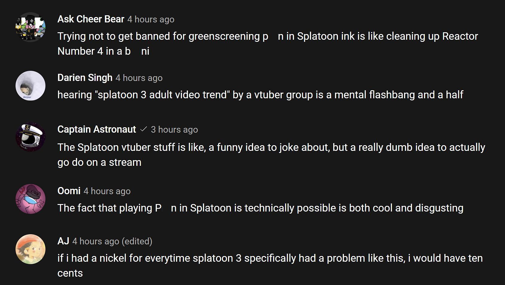 Fans in the YouTube comments section reacting to the gaming and Vtubing controversy (Image via penguinz0/YouTube)