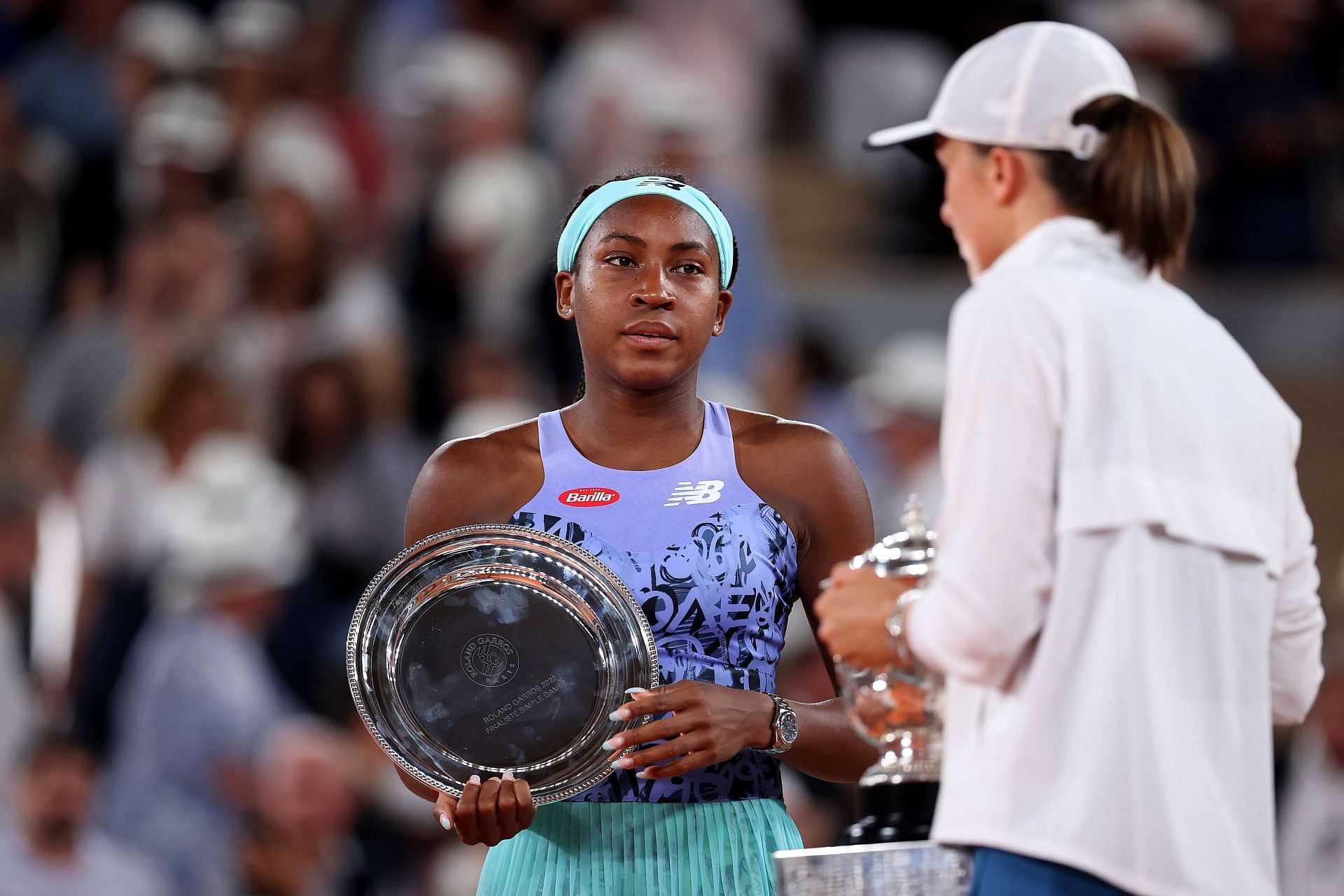 Coco Gauff and Iga Swiatek after the 2022 French Open final