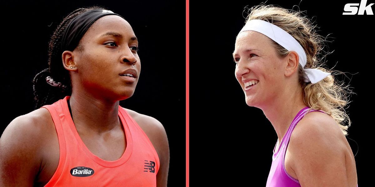 Coco Gauff (L) and Victoria Azarenka