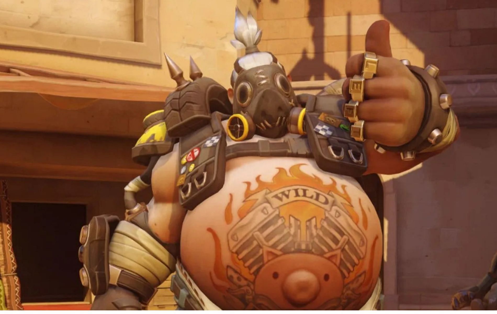 Roadhog is a different kind of Tank that uses his chain to hook in enemies (Image via Blizzard Entertainment)