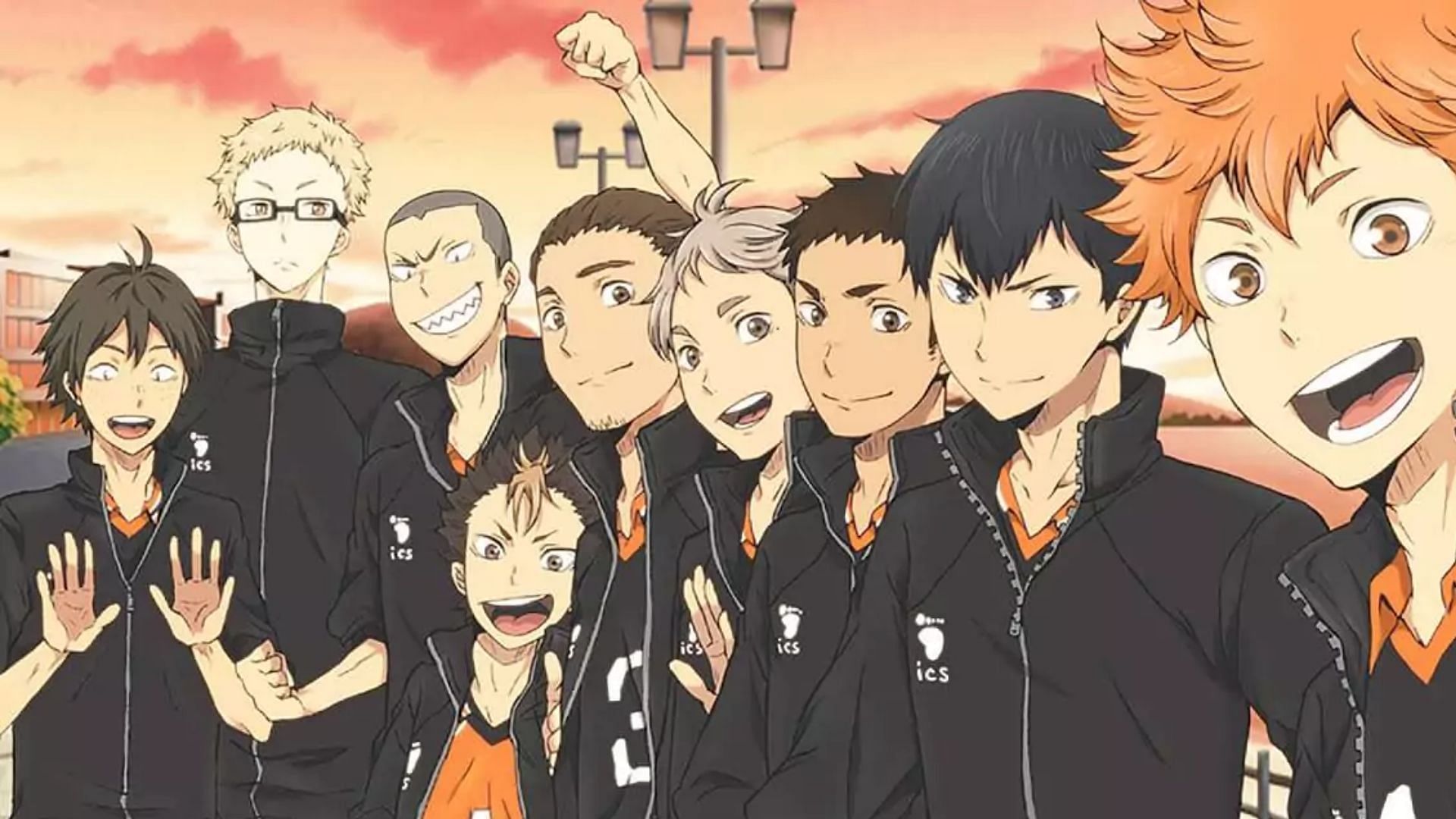 Karasuno High&#039;s Boy Volleyball team (Image via Production I.G)