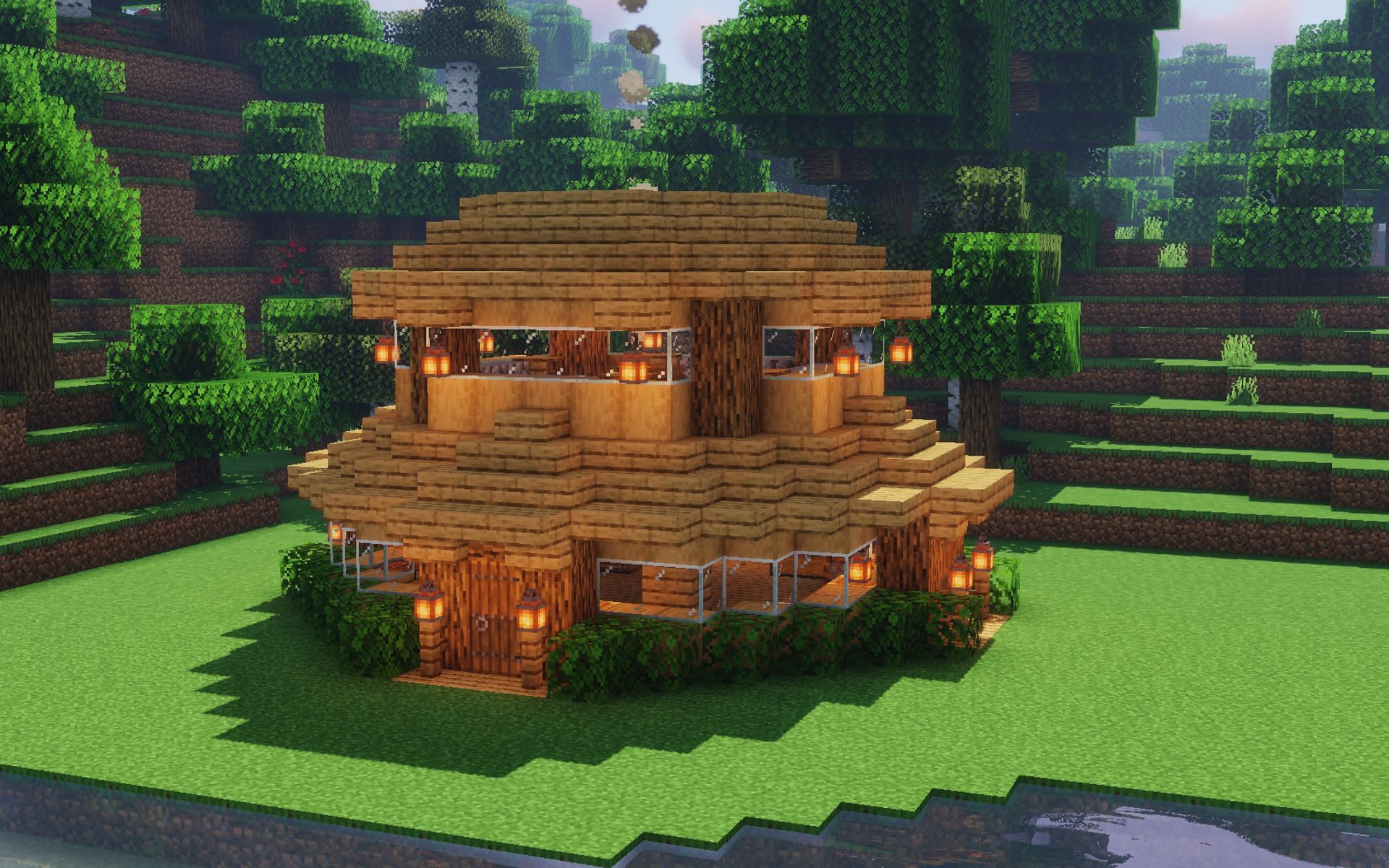 Minecraft: How to build a dark oak wooden house  Easy minecraft houses,  Minecraft houses, Minecraft houses blueprints