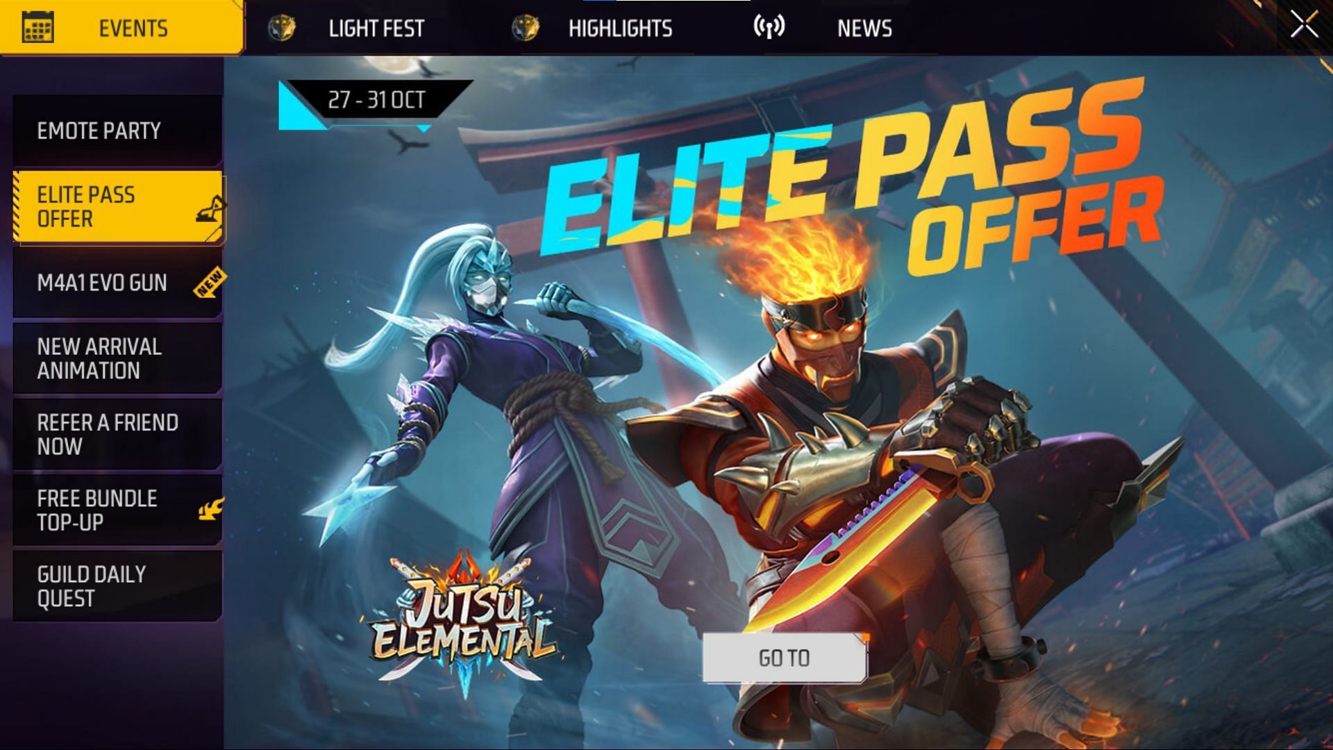 Head to the Elite Pass Offer event in the game (Image via Garena)