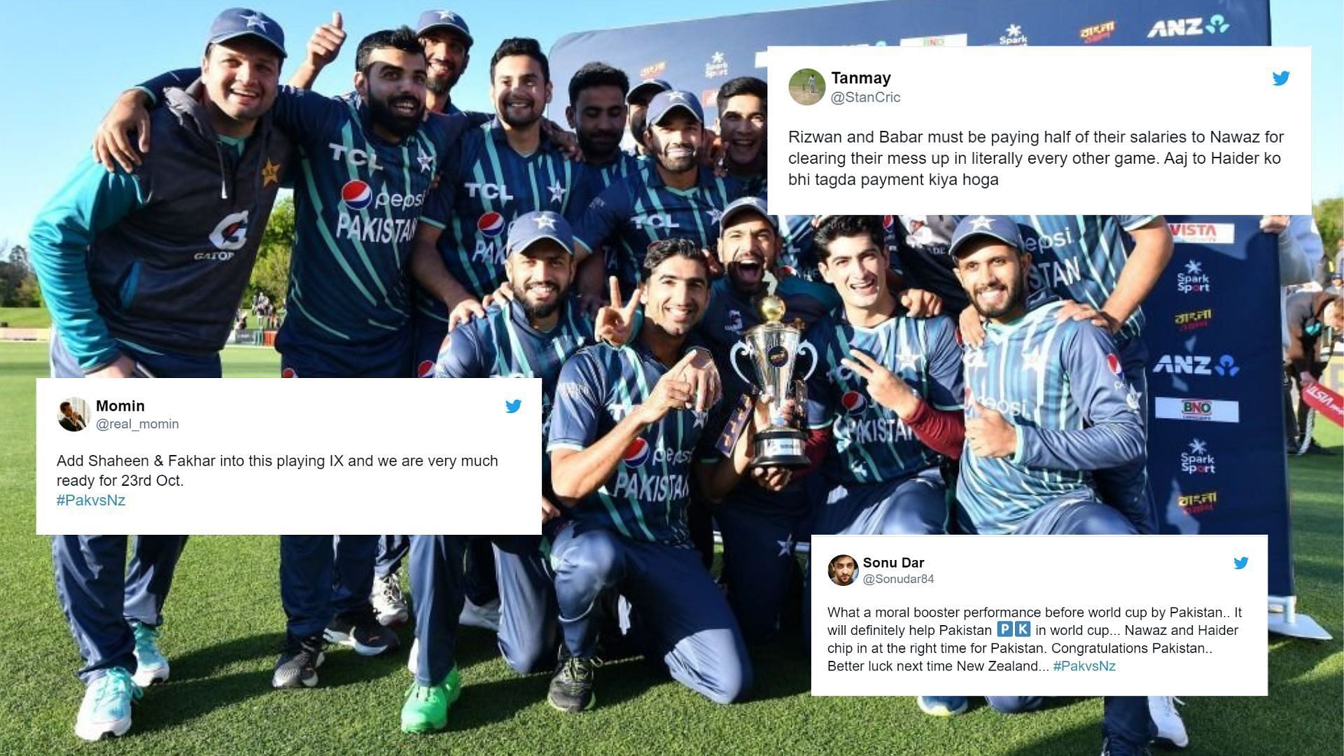 &quot;Rizwan and Babar must be paying half of their salaries to Nawaz&quot; - Pakistan fans jubilant after middle-order clicks to secure tri-series win over New Zealand 